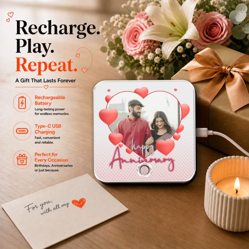 Personalized Happy Anniversary Musical Fridge Magnet for Home & Refrigerator Door Decor for Parents, Husband Wife, Bhaiya & Bhabhi Music Player